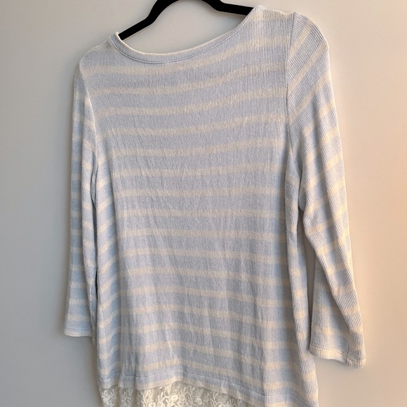 LOFT Stripe sweater with lace trim size Medium - Picture 8 of 11